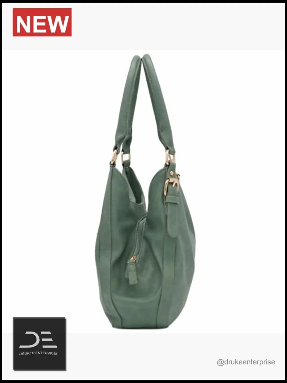 Lightweight Faux Leather Medium Hobo Bag 3 Compartments